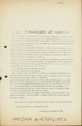 A los compañeros de fabrica