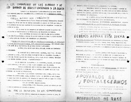A los compañeros de las fabricas y los barrios de Berisso, Ensenada y La Plata