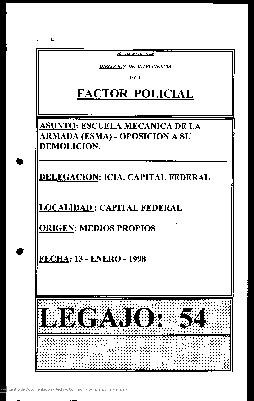 54 - Mecánica de la Armada (ESMA) – Oposición a su demolición